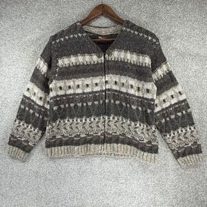 ALPS Sweater Lg Fair Isle Metal Clasp Cardigan Knit Cottage Core Granola Boho